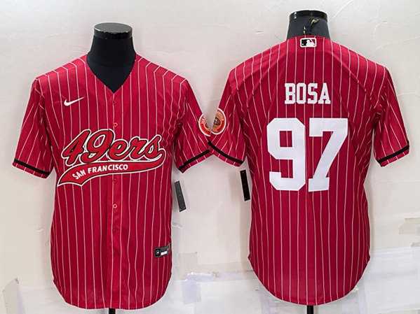 Men's San Francisco 49ers #97 Nick Bosa Red With Patch Cool Base Stitched Baseball Jersey,We sell and wholesale Men's San Francisco 49ers #97 Nick Bosa Red With Patch Cool Base Stitched Baseball Jersey on line form chian!